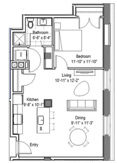 GE Crawford Floor Plan at The Georgian Apartments, St Louis, MO, 63104